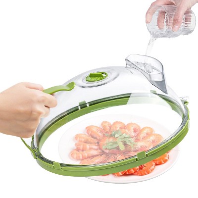 NewHome"2Pcs Transparent Microwave Covers for Food, Splatter Guard Lid with Steam Vents & Handle"green