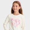 Girls' Long Sleeve 'Bow Heart' Graphic T-Shirt - Cat & Jack™ Cream - 2 of 4
