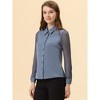 Allegra K Women's Button Down Sheer Sleeve Point Collar Work Tops - 3 of 4