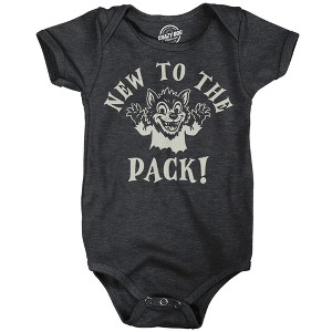 New To The Pack Baby Bodysuit Funny Sarcastic Werewolf Graphic Novelty Halloween Jumper For Infants - Crazy Dog Baby Bodysuit For Halloween Season - 1 of 4