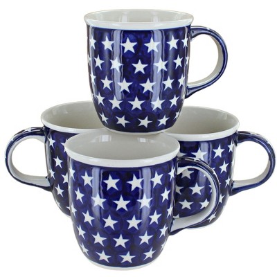 Blue Rose Polish Pottery 1800 Zaklady 4PC Mug Set