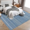 2 x 6 ft Polyester Black Rectangular Dining Room Laundry Bathroom Kitchen Geometric Stripped Print Modern Machine Washable Runner Rug - 4 of 4