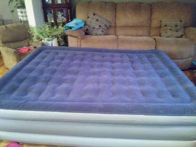 Flash Furniture Queen Size 18 inch Air Mattress with Internal Electric Pump  - Blue, ETL Certified, Carrying Case Included