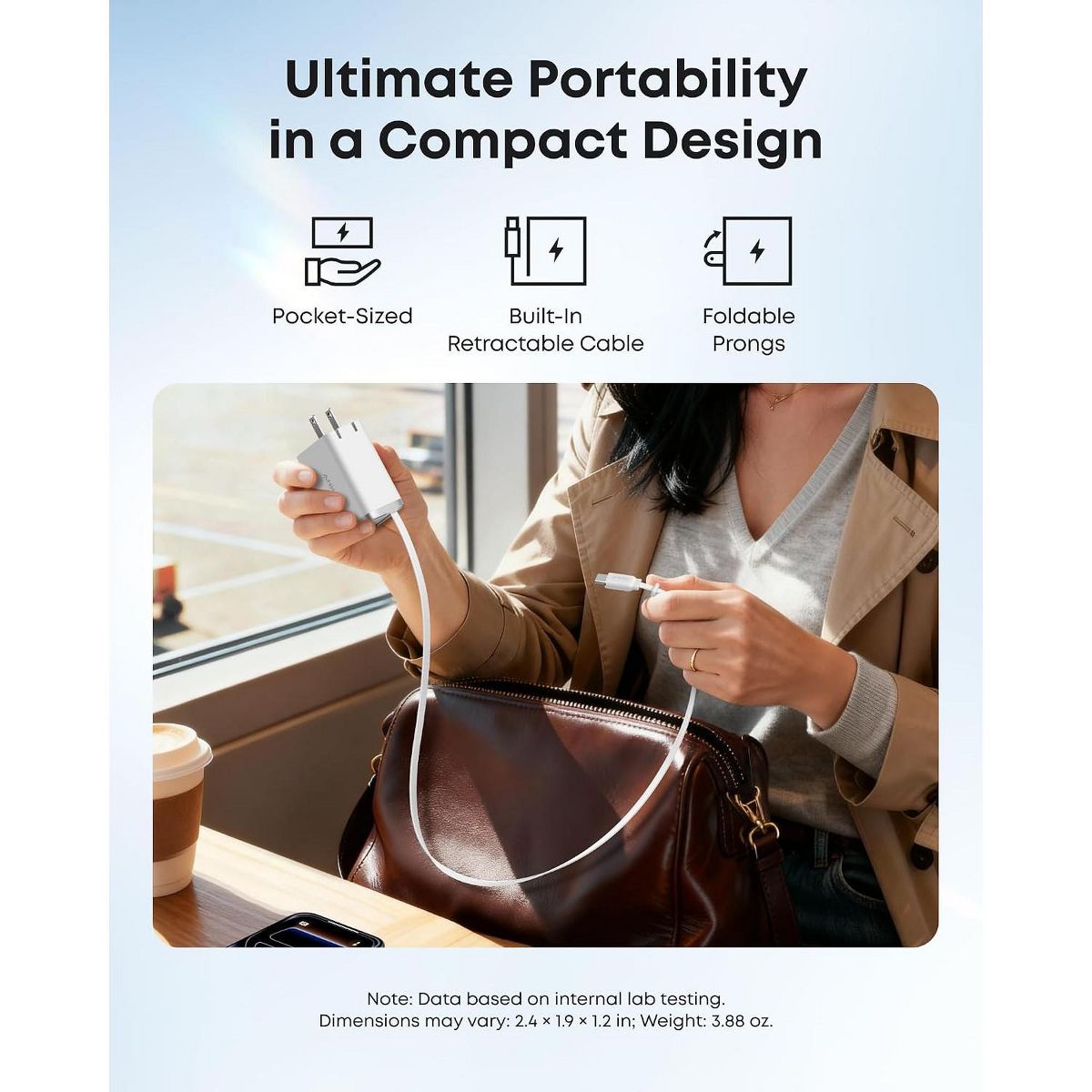 Anker Nano Retractable USB C Charger, Compact 35W 2-Port with Built-in InstaCord Retractable Cable, for iPhone 17/16/15, iPad (White, Non-Battery) - thumbnail 3