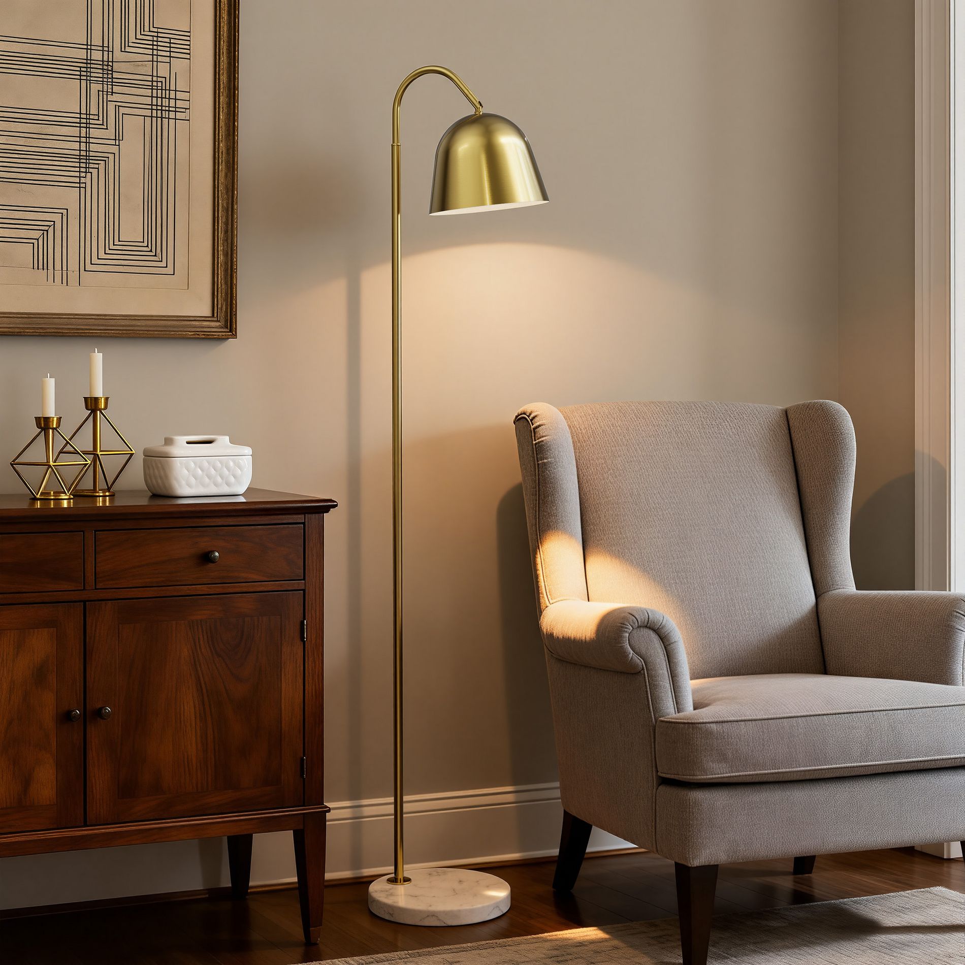 Maxax 64" Modern Arc Floor Lamp, Gold Metal Adjustable Lamp, Reading Standing Lamp for Living Room, Bedroom, Office, Bulb Not Included