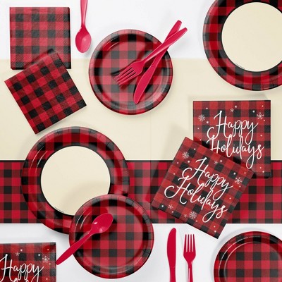 Buffalo Plaid Holiday Deluxe Party Supplies Kit