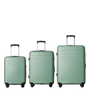 MAYEERTY 3 Piece Lightweight Luggage Set, PP Hardshell Carry on Suitcase with Spinner Wheels & TSA Lock, Green - 20"/24"/28" - 1 of 4