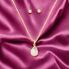 Slickblue Women's Crystal Teardrop Pendant Necklace & Small Ball Earrings, Perfect for Date Night, 16"+2", Color Options - 2 of 3