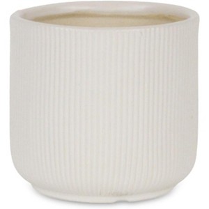 Cheung's Currula Round Ridged Pattern Ceramic Pot- Small - White - 1 of 3