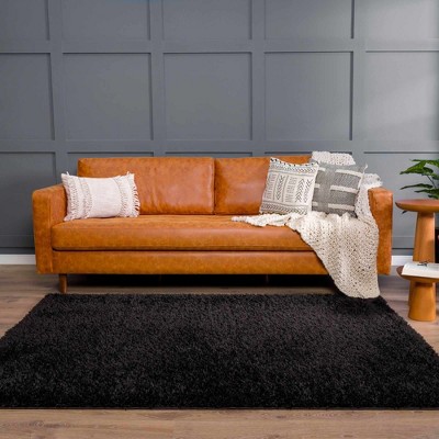 Hauteloom Faina Solid Black Shag Rug Washable