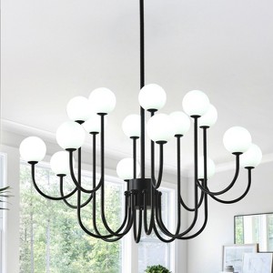 BAOURE 16-Light Glass Globe Sputnik Chandelier,  36.6” Mid-Century Modern Chandeliers Black Sputnik Light Fixtures for Living Room Bedroom Dining Room - 1 of 4