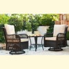 3 Piece Outdoor Patio Set, Wicker Rocking Bistro Set with 2 Swivel Chairs & Tempered Glass Top Table - 2 of 4