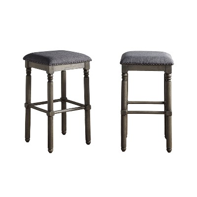 NicBex Set of 2 Bar Stools for Kitchen Island,Counter Bar Stools with Solid Legs and Wood Frame,Bar Chairs for Dining Rooms,Kitchens Islands,Tan/Gray