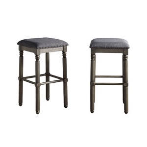 NicBex Set of 2 Bar Stools for Kitchen Island,Counter Bar Stools with Solid Legs and Wood Frame,Bar Chairs for Dining Rooms,Kitchens Islands,Tan/Gray - 1 of 4