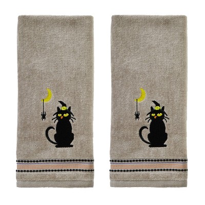 2pk Cat and Spider Hand Towel Gray - SKL Home