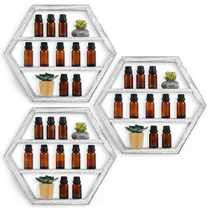 Oumilen Wall Mounted Hexagon Floating Shelves Essential Oil Storage, Set of 3 - 1 of 1