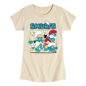 Girls' - Smurfs - Grid Fitted Short Sleeve Graphic T-Shirt - 1 of 3