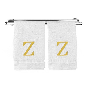 BC BARE COTTON Monogrammed Hand Towel, 100% Turkish Cotton - Set of 2 - White - Gold Block - 1 of 1