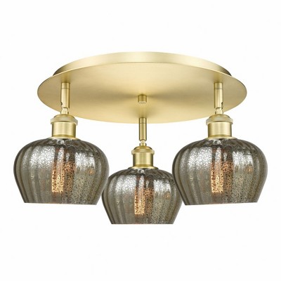 Fenton - 3 Light Flush Mount In Art Deco Style-8 Inches Tall and 18.25 Inches Wide
