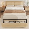 Rattan Full Size Bed Frame with 2 Drawers, Wooden Platform Bed with Rattan Headboard - 2 of 4