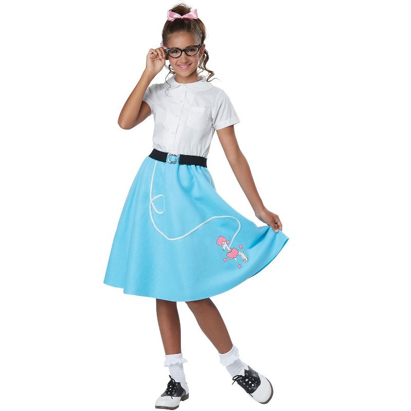 California Costumes 50's Blue Poodle Skirt Girls' Costume, 1 of 2