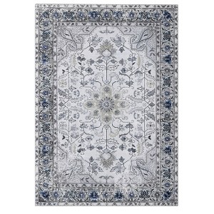 Washable Vintage Printed Rug Non Slip Low Pile Rug Soft Throw Floor Cover Foldable Indoor Carpet for Living Room Bedroom - 1 of 4
