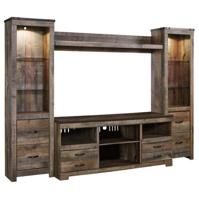 Rustic Brown 104.5'' Transitional Media Center with Metal Accents