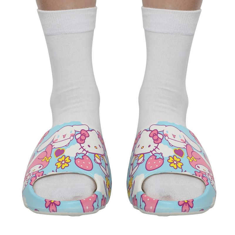 Hello Kitty Character Toss Floral And Cloud Art Women's Slides, 4 of 6