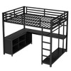 KWPZQEB Loft Bed, Metal Loft Bed with Wardrobe & L-shaped Desk, Storage Cubes & Shelves, No Box Spring Required for Adults, Kids, Black - 4 of 4