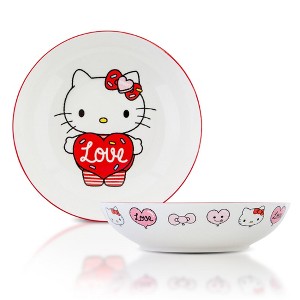 Silver Buffalo Sanrio Hello Kitty "Love" 9-Inch Ceramic Coupe Dinner Bowl - 1 of 4