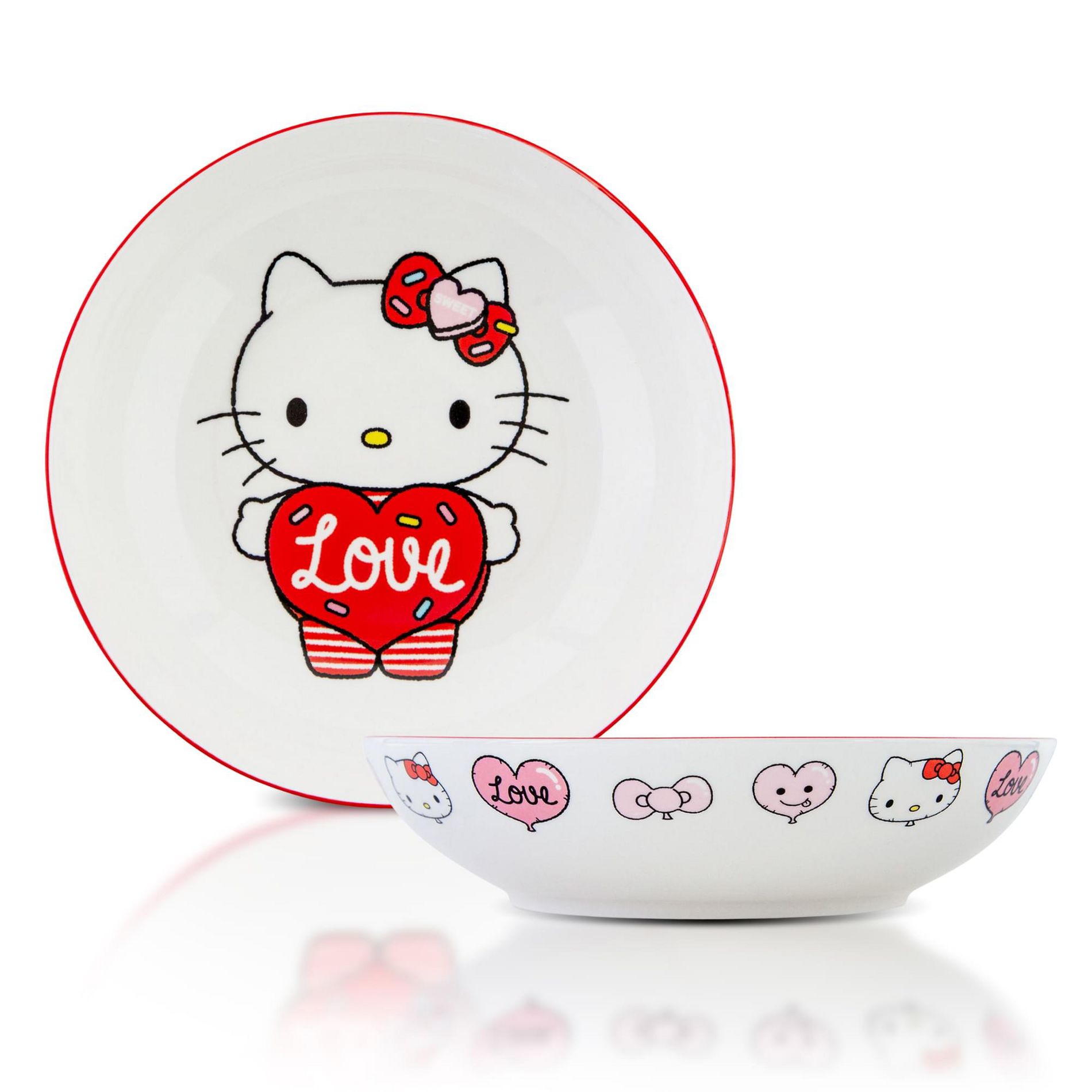 Silver Buffalo Sanrio Hello Kitty "Love" 9-Inch Ceramic Coupe Dinner Bowl