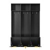 CAVINAS Freestanding Coat Racks with Bench and High Gloss Fluted Doors,Hall Tree with 6 Hooks and Legs,Luxurious Coat Rack for Entryway,Black - 4 of 4