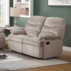 Velvet Manual Recliner Loveseat with Pillow-Top Arms & Cushion Back - 1 of 4