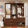 PAKASEPT 71'' Farmhouse Armoire Wardrobe Closet with Mirror, Wooden Wardrobe Storage Cabinet with 2 Doors, Hanging Rod, Hidden Bench, Drawers - 3 of 4