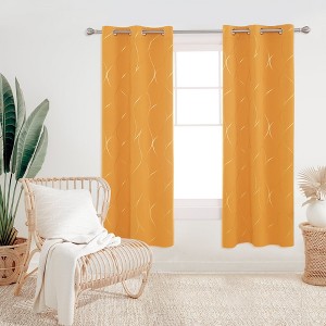 Deconovo Gold Line 52 Width Curtain Panel Pair (2 Panel) - 1 of 4