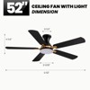 Ludomide 52 Inch Industrial Led Ceiling Fan With Lights And Remote, Modern Black And Gold Flush Mount Ceiling Fan With 5 Blades - 4 of 4