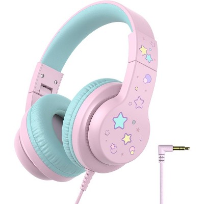iClever Kids Headphones for School Travel, Safe Volume Limited, HD Mic Stereo Sound Over-Ear Girls Boys Headphones for Kid