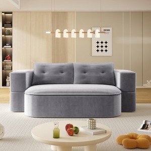 PAGED Foldable Sofa Convertible Sleeper Sofa Bed Deep Seat Sofa Couch with Functional Blanket and 2 Soft Pillows for Living Room - 1 of 4