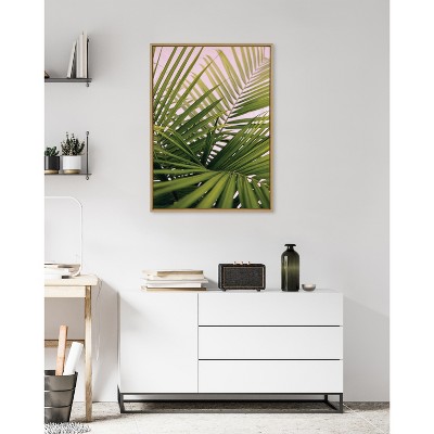 Natural Green Palm Frond Canvas Wall Art, 28x38