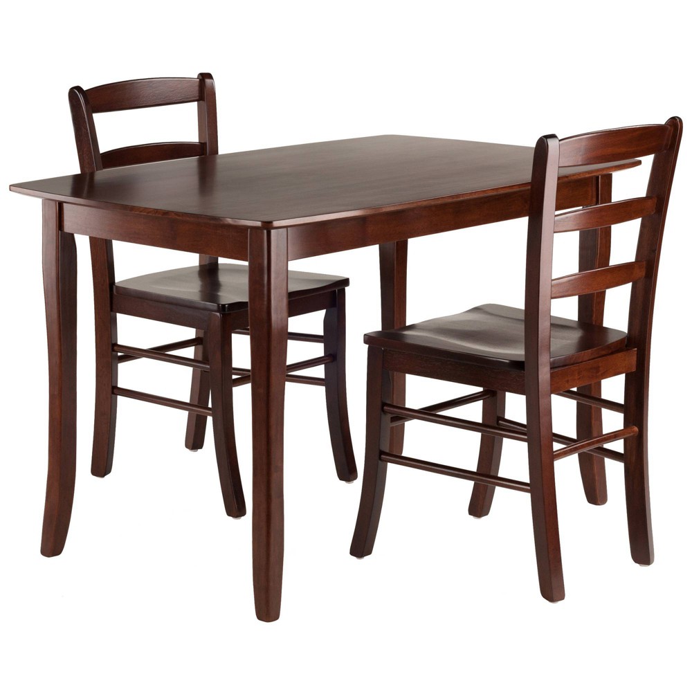 Photos - Dining Table 3pc Inglewood  with 2 Ladderback Chairs Walnut - Winsome