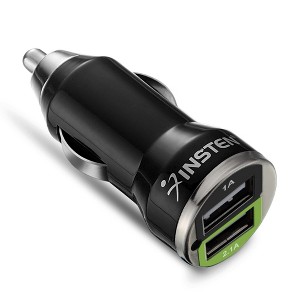 Insten Dual USB For Car Charger Adapter for iPhone 11 Pro Max SE XS X 8 8+ iPad Mini Air Pro Samsung S10 S9 S8 S10 S10e Tab Note 10 8 5 Black 2-Port - 1 of 4
