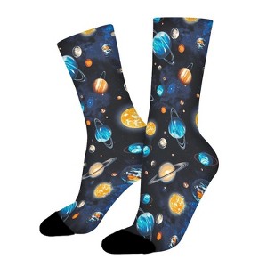 Galaxy Planets Women Printed Crew Socks Funny Funky Socks Soft Polyester Novelty Gifts for Artists Men - 1 of 1