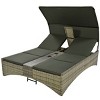Outdoor Patio Recliners,Rattan Sun Lounger With Shelter Roof And Adjustable Backrest,Patio Recliner With Storage For Patio,Poolside-Cuddlewood - 3 of 4