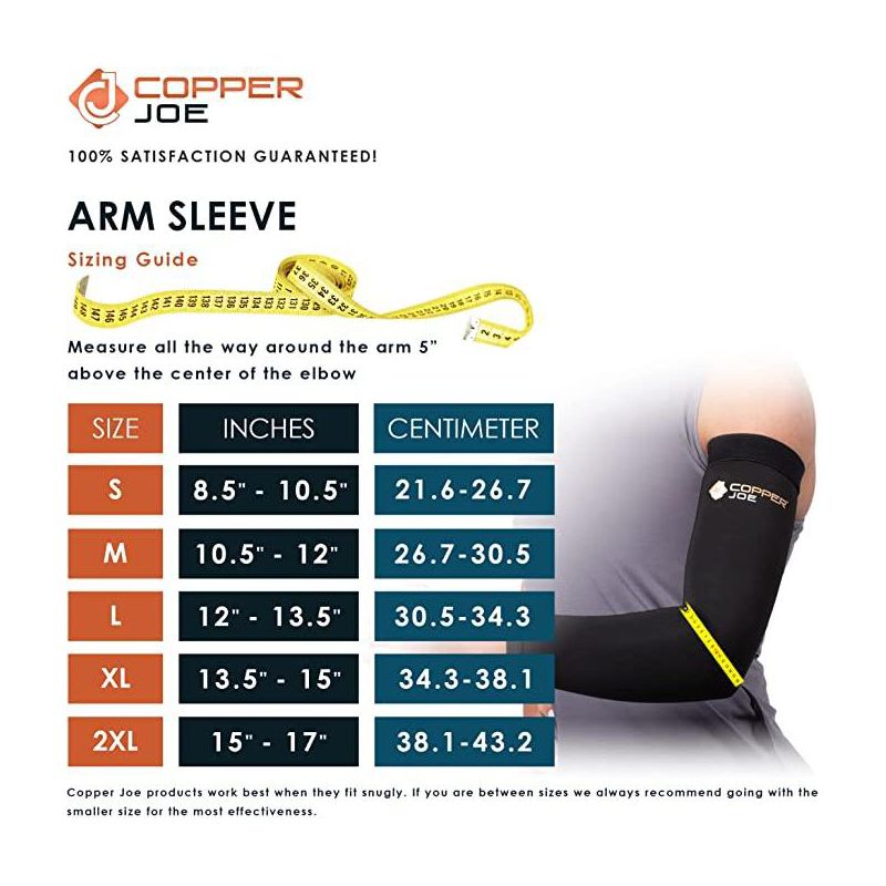 Copper Joe Compression Arm Brace Copper Infused Sleeve for Arms Forearm Bicep Tennis Elbow Basketball Golf Arthritis and Tendonitis, 2 of 7
