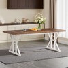 Lirago Farmhouse Dining Table-Vintage Brown Top White Trestle Base Rustic Dining for 6 People - 2 of 4