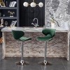 Velvet Swivel Counter Barstools Set of 2, Bar Stools Upholstered Seating, Adjustable Height Metal Frame for Kitchen, Dining Room, Pub, Green - image 3 of 4