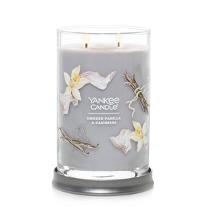 20oz Signature Large Tumbler Candle Smoked Vanilla Cashmere - Yankee Candle: Soy Wax, 2-Wick Jar, 100hr Burn Time - 1 of 4