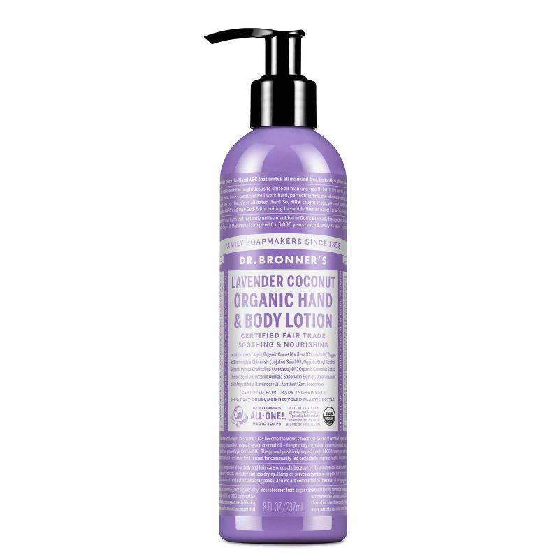 Dr.Bronner&#39;s Organic Hand &#38; Body Lotion Lavender Coconut - 8oz, 1 of 4