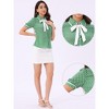 Allegra K Women's Polka Dots Peter Pan Collar Tie Neck Short Sleeve Shirt - 2 of 4