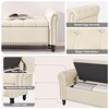 Storage Bed Bench, Faux Leather Upholstered Ottoman Foot Rest with Rolled Arms - 4 of 4